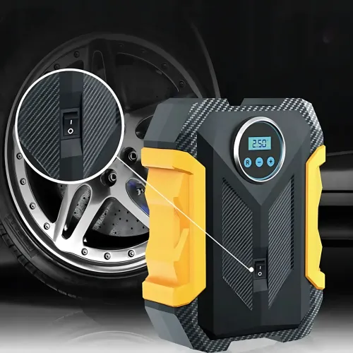 Автомобильный воздушный компрессор 12V, модель 3, 150 PSI, цифровой манометр, автоотключение, LED фонарь, 35 л/мин, насадки - фото 7