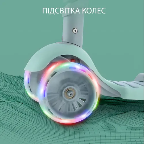 Детский трехколесный самокат QL52-B со светящимися колесами, складной, с корзиной, до 50 кг - фото 5