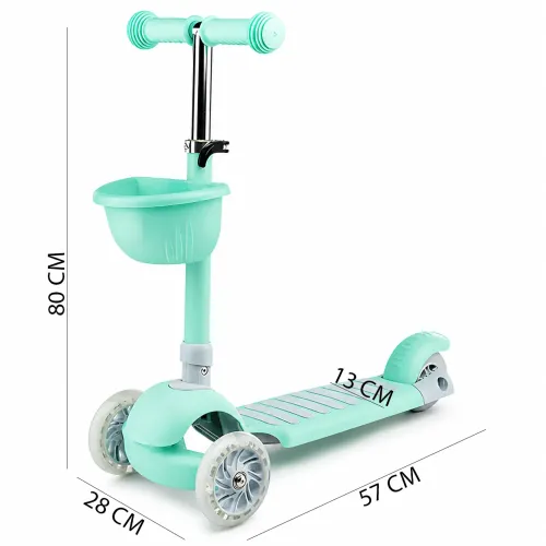 Детский трехколесный самокат QL52-B со светящимися колесами, складной, с корзиной, до 50 кг Розовый - фото 8