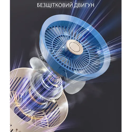 Портативный настольный USB вентилятор SkeBerg JX-80 с LED-подсветкой и встроенным ночником, бело-синий - фото 7
