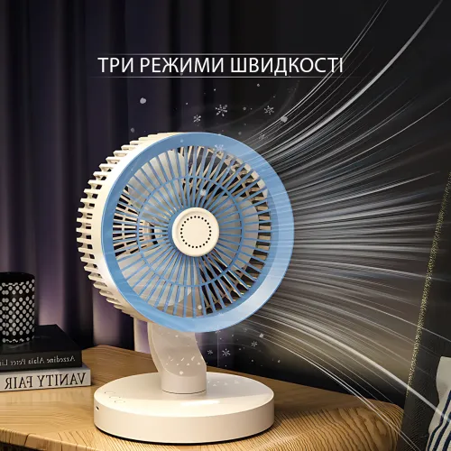 Портативный настольный USB вентилятор SkeBerg JX-80 с LED-подсветкой и встроенным ночником, бело-синий - фото 8