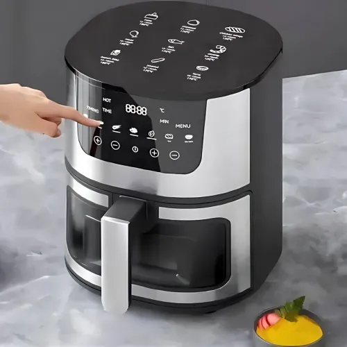 Мощная цифровая аэрофритюрница AIR FRYER (2400 Вт, 7 л) со смотровым окном, мультипечь без масла с антипригарным покрытием, черный - фото 7