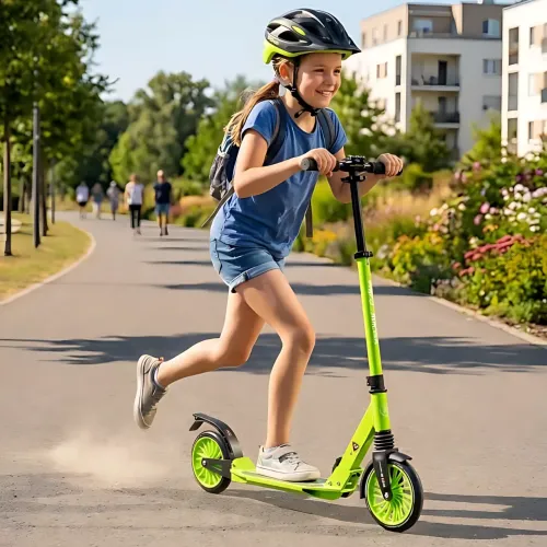 Детский двухколесный самокат 2026А с 2 амортизаторами, колеса PU 200 мм, складной, до 80 кг Фиолетовый - фото 10