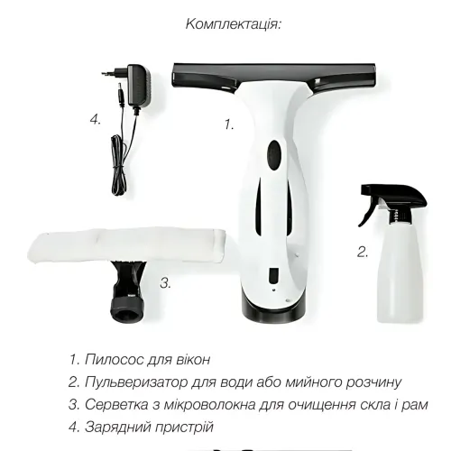 Аккумуляторный оконный пылесос для мойки окон, зеркал и плитки AND 5864 (Inspire), белый, 20 Вт, до 35 минут работы - фото 6
