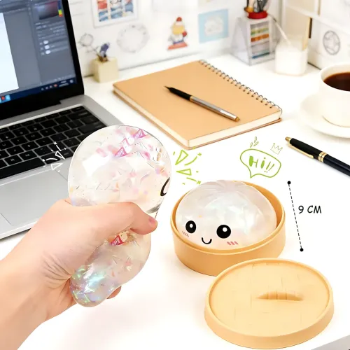 Сенсорная игрушка-антистресс «Пельмень в пароварке» (Squishy Dumpling) с блестками, светящийся в темноте, 9 см - фото 6