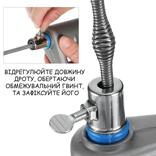 Сантехнический трос для прочистки труб ZS_R, металлический инструмент для удаления засоров в раковине, ванне и канализации, 5 м - фото 3
