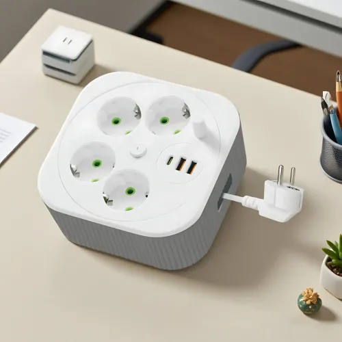 Сетевой удлинитель A107/PNS-05 с USB и Type-C, 4 метра, 4 розетки, фильтр питания для дома и офиса, белый - фото 8