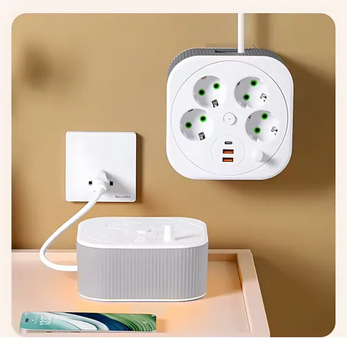 Сетевой удлинитель A107/PNS-05 с USB и Type-C, 4 метра, 4 розетки, фильтр питания для дома и офиса, белый - фото 10