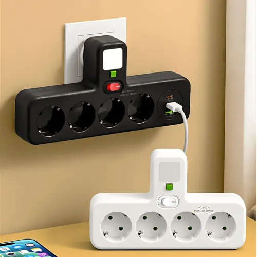 Сетевой фильтр-разветвитель PNS-04, 4 розетки 220V + 2 USB + 1 Type-C (PD), с LED-подсветкой, черный - фото 9