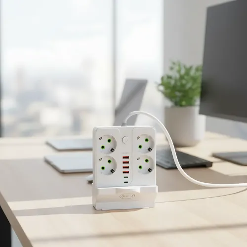 Мережевий фільтр-подовжувач 5 метрів, 4 розетки + 4 USB + 2 Type-C (PD) + Бездротова зарядка, білий (Q370/PNS-07) - фото 9