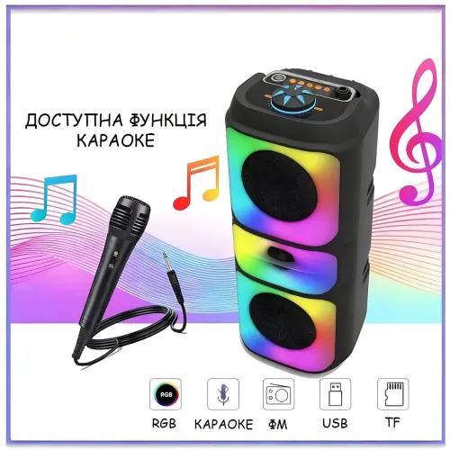 Портативная Bluetooth колонка Adar MS-3629BT, 30 Вт, с караоке, RGB подсветкой, FM-радио, USB/AUX/TF - фото 7