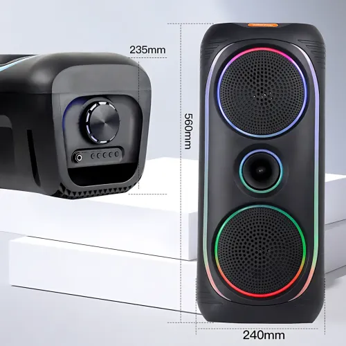 Портативная Bluetooth колонка MS-2041BT, 50 Вт, с беспроводным микрофоном, RGB подсветкой, TWS, FM-радио, USB/AUX/TF - фото 8