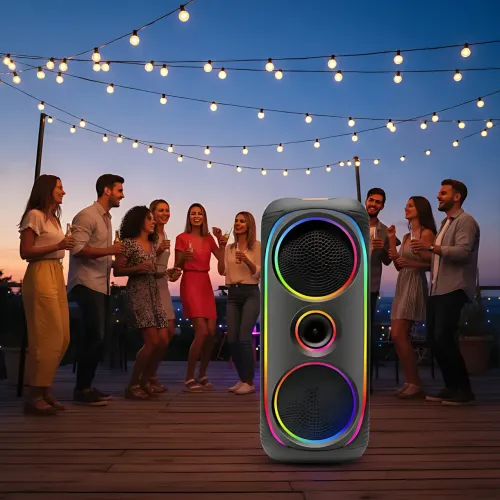 Портативная Bluetooth колонка MS-2041BT, 50 Вт, с беспроводным микрофоном, RGB подсветкой, TWS, FM-радио, USB/AUX/TF - фото 9