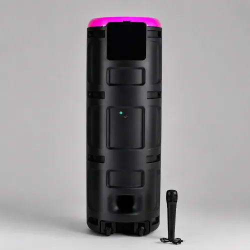 Портативная акустическая колонка MS-2076BT-W 90Вт с Bluetooth, беспроводным микрофоном, RGB подсветкой, USB/SD/FM, на колесиках - фото 5