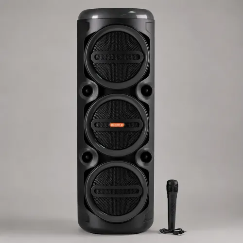 Портативная акустическая колонка MS-2076BT-W 90Вт с Bluetooth, беспроводным микрофоном, RGB подсветкой, USB/SD/FM, на колесиках - фото 4