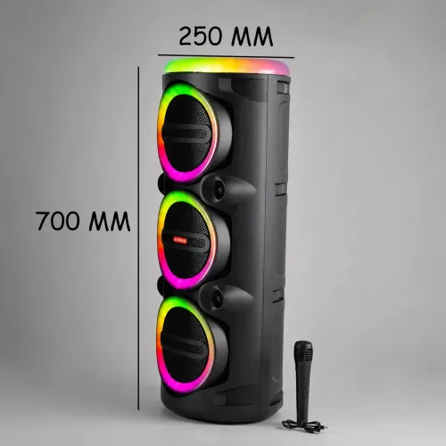 Портативная акустическая колонка MS-2076BT-W 90Вт с Bluetooth, беспроводным микрофоном, RGB подсветкой, USB/SD/FM, на колесиках - фото 7