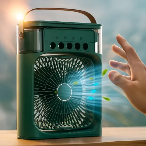 Портативний кондиціонер 4в1 Air Cooler Fan з водяним охолодженням, настільний мінівентилятор з ароматизатором і підсвіткою