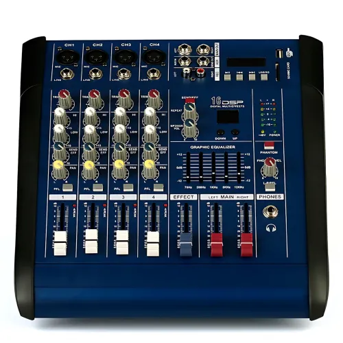Активний мікшерний пульт Mixer BT 4200D 4 канали, Bluetooth, USB, FM, 500 Вт, для караоке та звукозапису