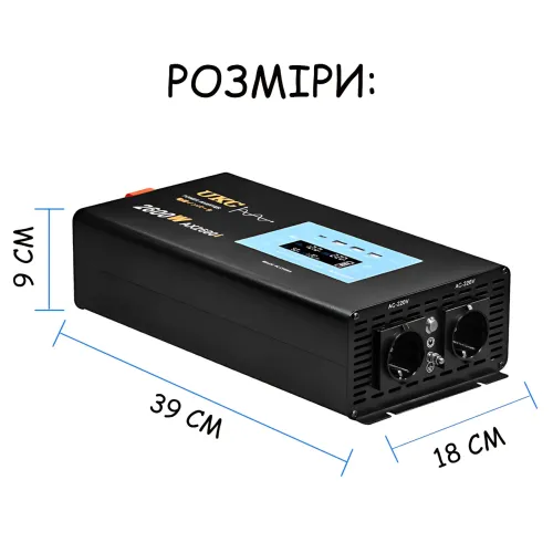 Преобразователь напряжения UKC AX2600i 12V-220V 2600W чистая синусоида, инвертор для котла, LCD-дисплей, USB, Type-C - фото 8