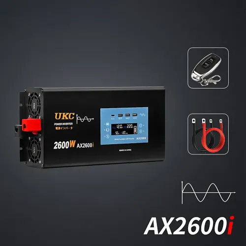 Преобразователь напряжения UKC AX2600i 12V-220V 2600W чистая синусоида, инвертор для котла, LCD-дисплей, USB, Type-C - фото 9