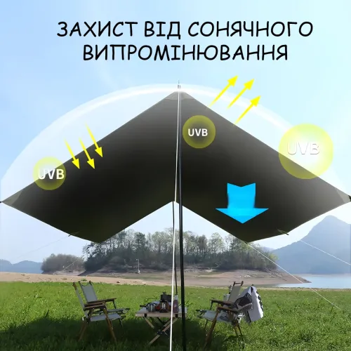 Маркіза-тент для автомобіля 300х200 см, універсальний кемпінговий навіс для авто, сонцезахисний тент для пікніка та відпочинку - фото 9