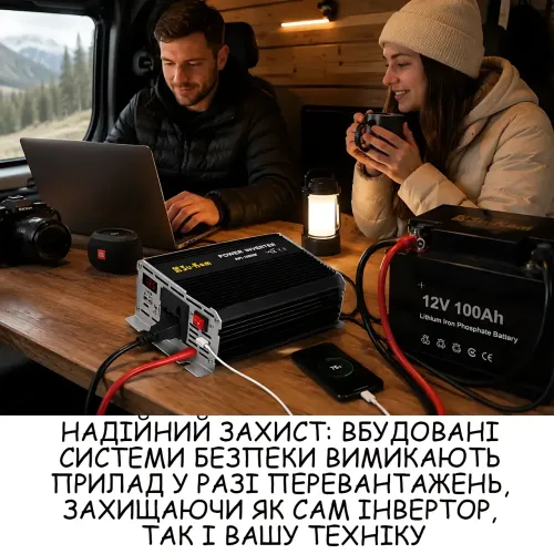 Автомобильный инвертор SU-KAM RPI 500W (12V в 220V) преобразователь напряжения с активным охлаждением для авто, кемпинга и дома - фото 4