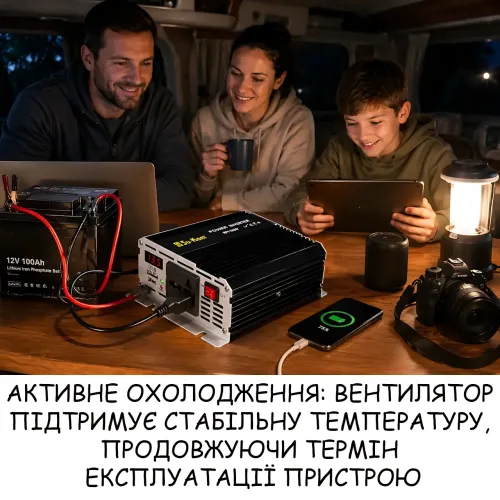 Автомобильный инвертор SU-KAM RPI 500W (12V в 220V) преобразователь напряжения с активным охлаждением для авто, кемпинга и дома - фото 5