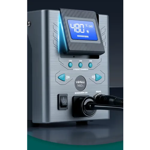 Цифровая демонтажная паяльная станция YIHUA 948D-I (110W) для выпаивания компонентов, LCD-дисплей, вакуумный отсос - фото 6