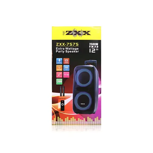 Акустическая колонка ZXX-7575 2500Вт (2×12), портативная караоке-система с 2 радиомикрофонами, Bluetooth, X-BASS, TWS, LED - фото 10