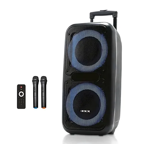 Акустическая колонка ZXX-7575 2500Вт (2×12), портативная караоке-система с 2 радиомикрофонами, Bluetooth, X-BASS, TWS, LED - фото 4