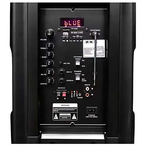 Портативная акустическая колонка ZXX-7676 60Вт 12 с Bluetooth, караоке и 2 радиомикрофонами, автономная колонка-чемодан - фото 5