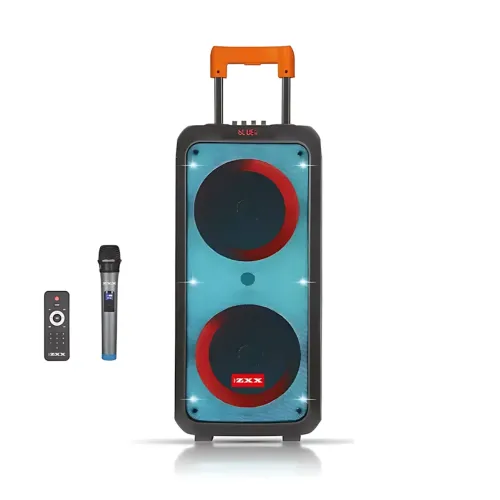 Портативная акустическая колонка ZXX-1095 80Вт 2x8 с Bluetooth, караоке, гитарным входом и радиомикрофоном, колонка-чемодан - фото 2