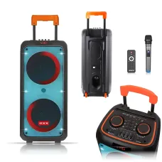 Портативна акустична колонка ZXX-1095 80 Вт 2x8 з Bluetooth, караоке, гітарним входом і радіомікрофоном, колонка-валіза