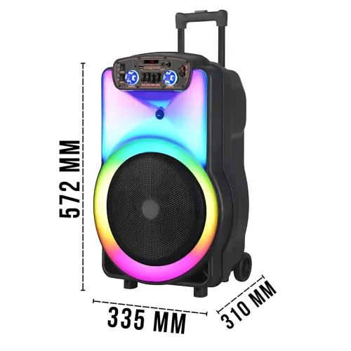Портативная акустическая колонка ZXX-1520 120Вт 15 с Bluetooth, караоке, LED-подсветкой и 2 радиомикрофонами, колонка-чемодан - фото 5