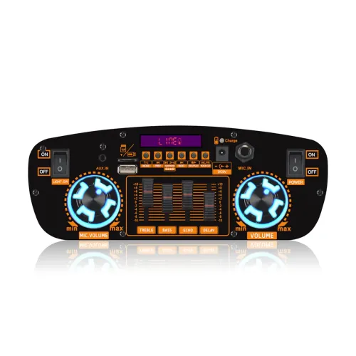 Портативная акустическая колонка ZXX-1520 120Вт 15 с Bluetooth, караоке, LED-подсветкой и 2 радиомикрофонами, колонка-чемодан - фото 2