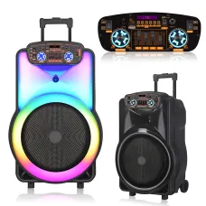 Портативна акустична колонка ZXX-1520 120 Вт 15 з Bluetooth, караоке, LED-підсвіткою і 2 радіомікрофонами, колонка-валіза