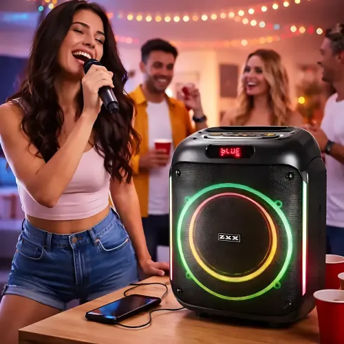 Портативная акустическая колонка ZXX-5502 800 Вт, Bluetooth колонка с беспроводным микрофоном, LED подсветка, TWS, FM, караоке - фото 9