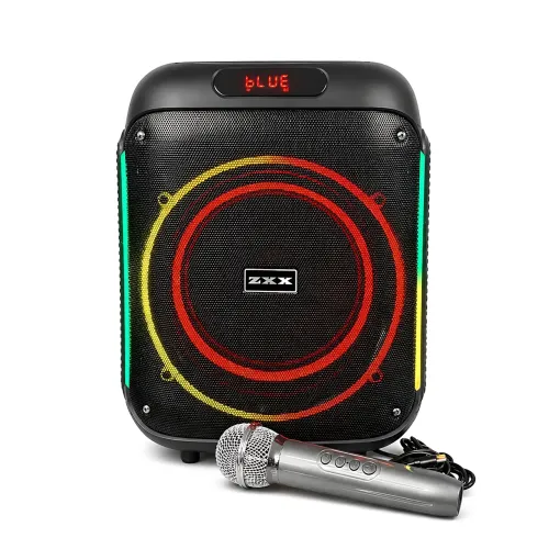 Портативная акустическая колонка ZXX-5502 800 Вт, Bluetooth колонка с беспроводным микрофоном, LED подсветка, TWS, FM, караоке