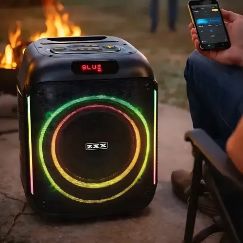 Портативная акустическая колонка ZXX-5502 800 Вт, Bluetooth колонка с беспроводным микрофоном, LED подсветка, TWS, FM, караоке - фото 8