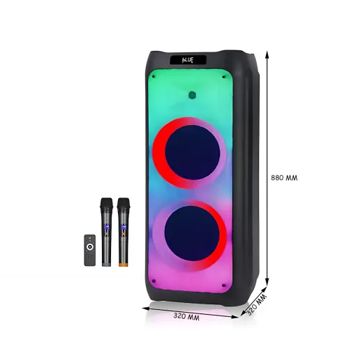 Акустическая колонка ZXX-5590 100 Вт, портативная караоке система с двумя микрофонами, Bluetooth, TWS, FM, подсветкой, на колесах - фото 8