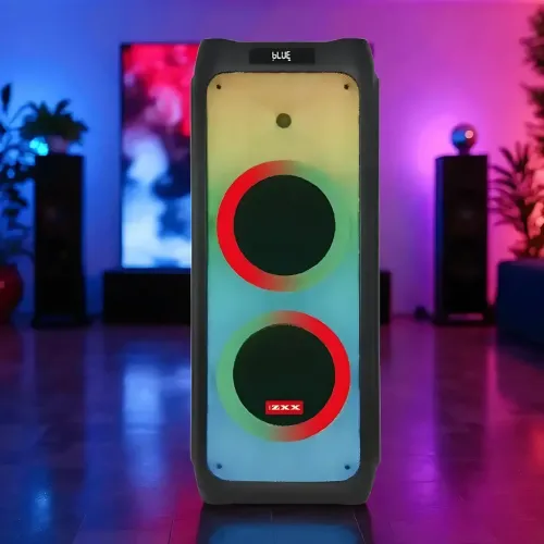Акустическая колонка ZXX-5590 100 Вт, портативная караоке система с двумя микрофонами, Bluetooth, TWS, FM, подсветкой, на колесах - фото 10