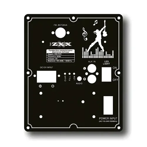 Акустическая колонка ZXX-7272 600 Вт, портативная караоке система 15, Bluetooth, TWS, FM, LED, микрофон, эквалайзер, на колесиках - фото 3