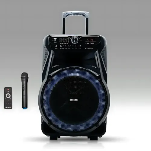 Акустическая колонка ZXX-7272 600 Вт, портативная караоке система 15, Bluetooth, TWS, FM, LED, микрофон, эквалайзер, на колесиках - фото 5