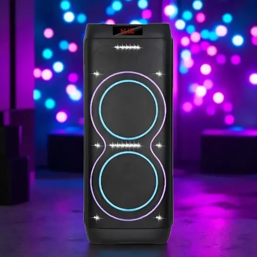Акустическая колонка ZXX-5560 100 Вт, портативная караоке система с 2 микрофонами, Bluetooth, TWS, FM, LED подсветкой, на колесах - фото 10