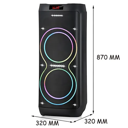 Акустическая колонка ZXX-5560 100 Вт, портативная караоке система с 2 микрофонами, Bluetooth, TWS, FM, LED подсветкой, на колесах - фото 7