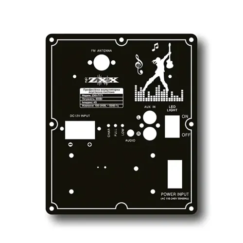 Акустична колонка ZXX-7171 600 Вт, портативна караоке система 12, Bluetooth, TWS, FM, LED, мікрофон, еквалайзер, на коліщатках - фото 6