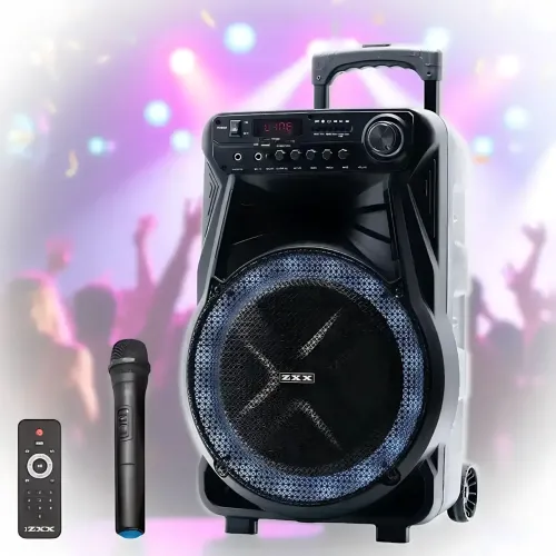 Акустична колонка ZXX-7171 600 Вт, портативна караоке система 12, Bluetooth, TWS, FM, LED, мікрофон, еквалайзер, на коліщатках - фото 10