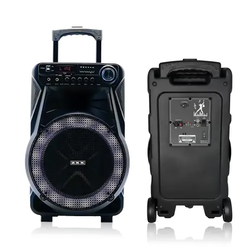 Акустична колонка ZXX-7171 600 Вт, портативна караоке система 12, Bluetooth, TWS, FM, LED, мікрофон, еквалайзер, на коліщатках - фото 4