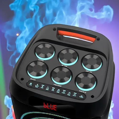 Портативна акустична колонка ZXX-5550 80 Вт, 2x8, Bluetooth, TWS, Караоке, 2 радіомікрофони, FM, LED-підсвітка, 4500 мач - фото 6