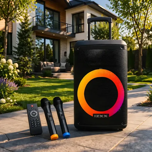 Портативная акустическая колонка ZXX-7878 90Вт, 15, Bluetooth, TWS, Караоке, 2 радиомикрофона, FM, RGB-подсветка, 5000mAh - фото 9